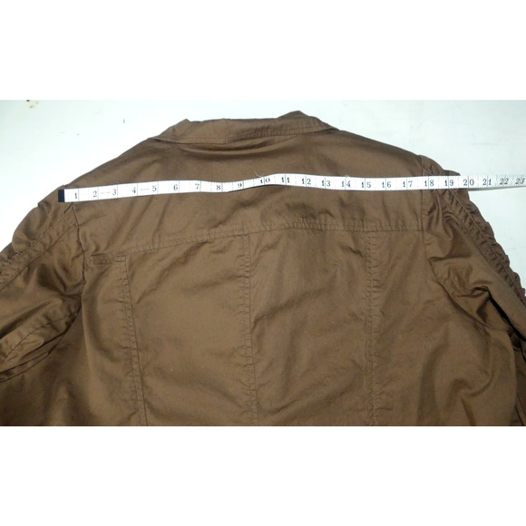 Conrad C Cotton Button Jacket Women's 18 Shirt Scrunch Sleeve Pockets Brown - Picture 7 of 9